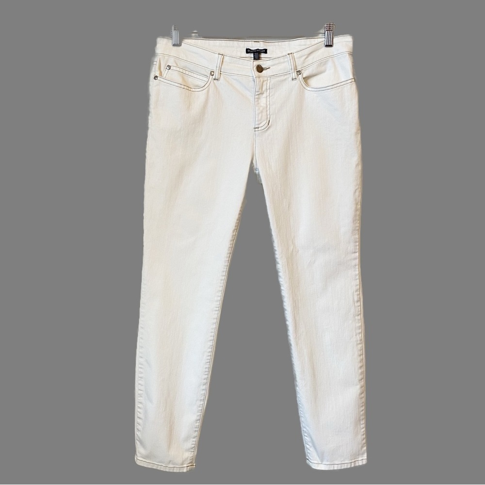 Eileen Fisher Womens Jeans Mid Rise Off White Cream Denim Size 10
